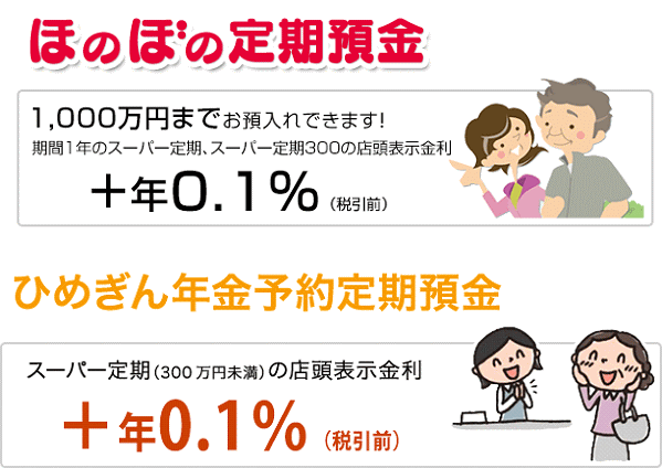 ほのぼの定期預金とひめぎん年金予約定期預金