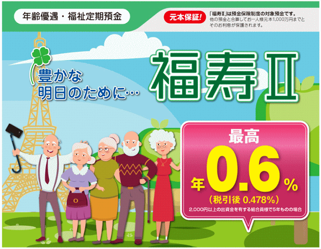 イオ信用組合の年齢優遇・福祉定期預金「福寿Ⅱ」