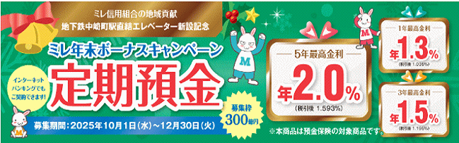 年末ボーナスキャンペーン定期預金