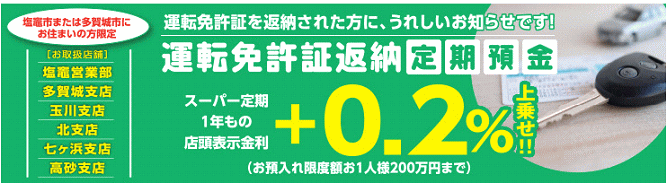 運転免許証返納定期預金