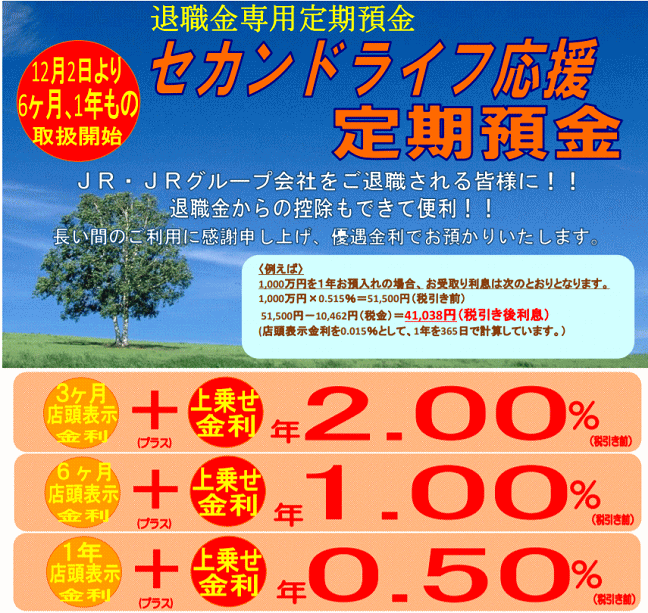 退職金専用・セカンドライフ応援定期預金