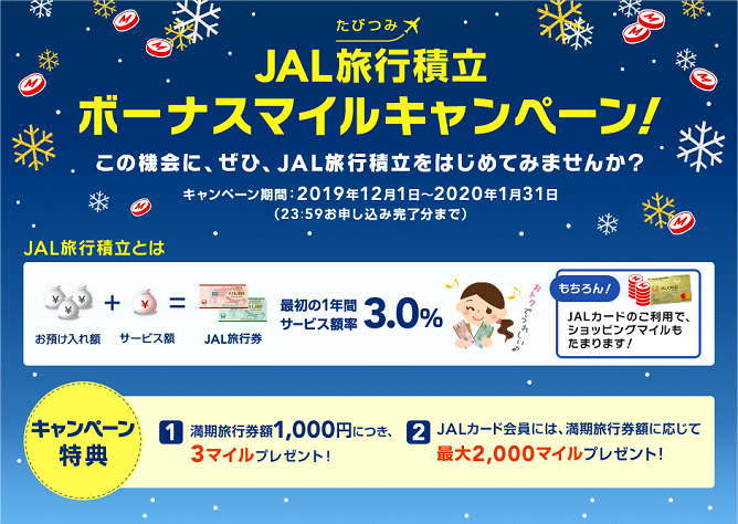 JAL旅行積立ボーナスマイルキャンペーン