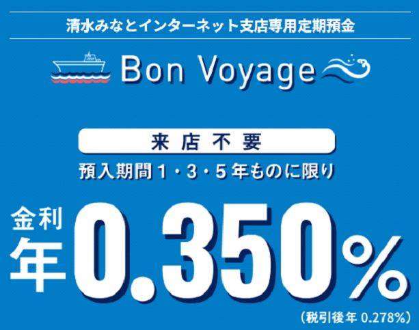 清水銀行の清水みなとインターネット支店の定期預金