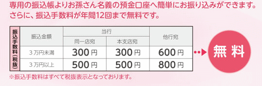 静岡中央銀行の「21世紀年金クラブ」ならば、お孫さん援助のための振込手数料が無料