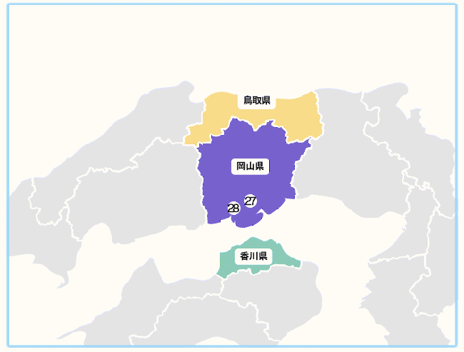 横浜幸銀信用組合の中国四国地方の営業エリア